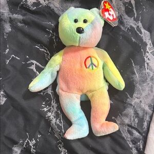 Ty Multicolor Peace Bear Plush